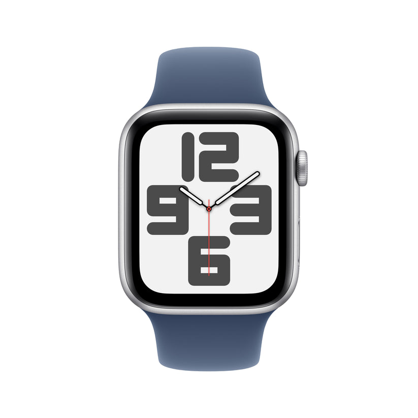 Apple Watch SE GPS + cellás 44 mm-es ezüst alumínium tok farmer sportszíjjal - S/M - iSTYLE HU