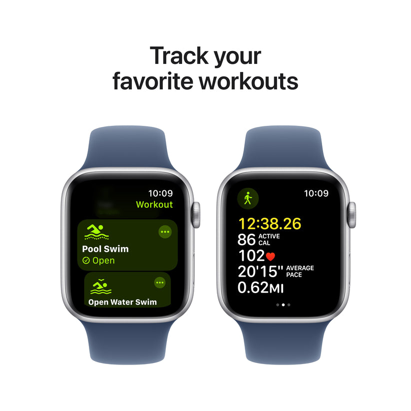 Apple Watch SE GPS + cellás 44 mm-es ezüst alumínium tok farmer sportszíjjal - M/L - iSTYLE HU