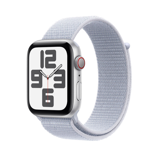 Apple Watch SE GPS + cellás 44 mm-es ezüst alumínium tok kék felhős sporthurokkal - iSTYLE HU