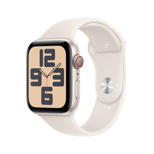 Apple Watch SE GPS + cellás 44 mm-es Starlight alumínium tok Starlight sportpánttal - M/L - iSTYLE HU