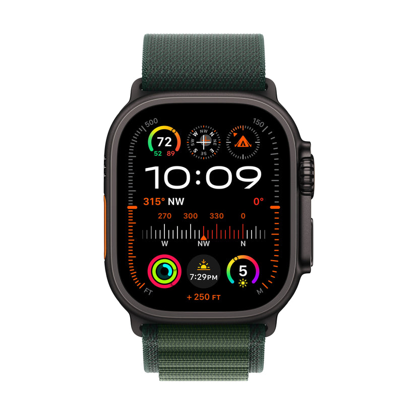 Apple Watch Ultra 2 GPS + Cellular 49 mm-es fekete titán tok sötétzöld Alpesi pánttal - M - iSTYLE HU