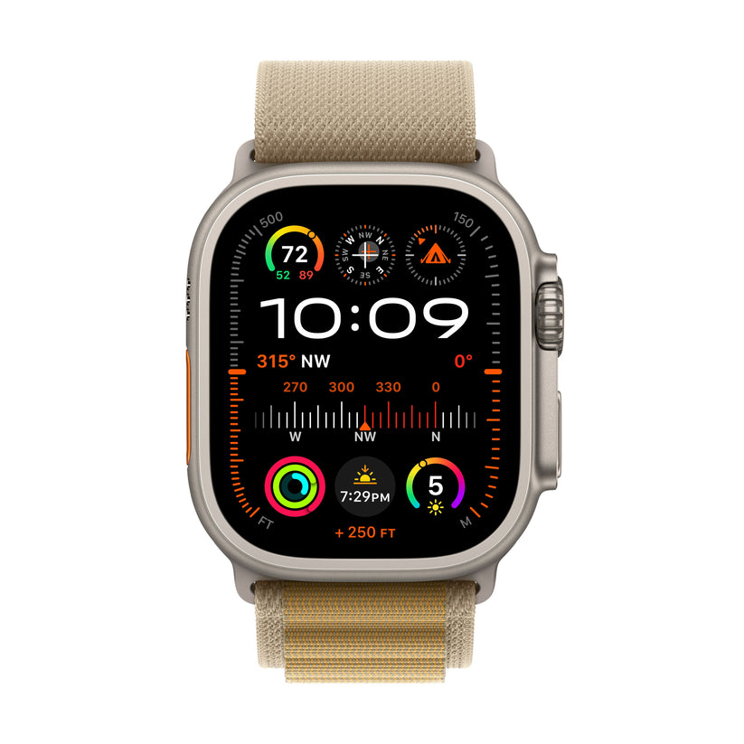 Apple Watch Ultra 2 GPS + Cellular 49 mm-es természetes titán tok, drapp Alpesi pánttal - M - iSTYLE HU