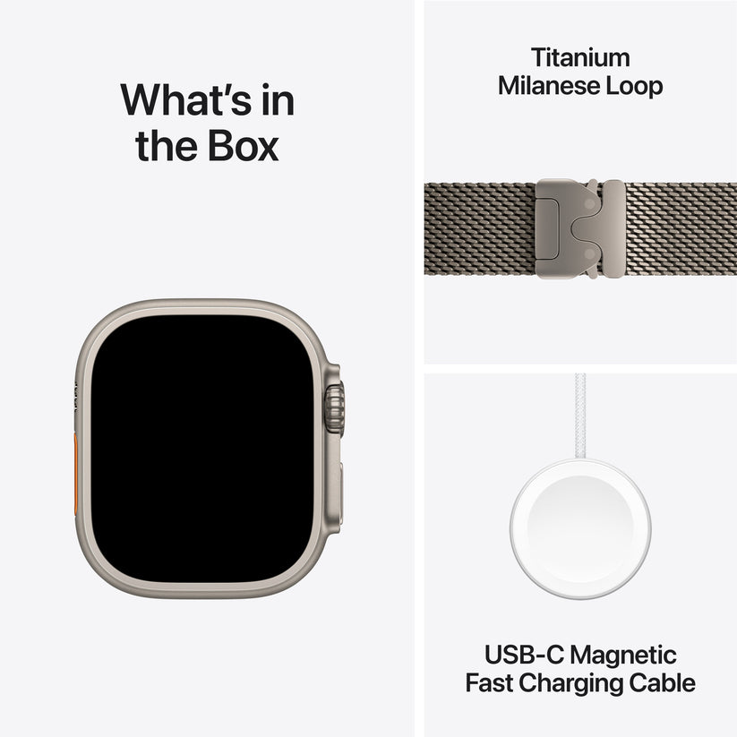 Apple Watch Ultra 2 GPS + Cellular 49 mm-es természetes titán tok természetes titán Milánói szíjjal - közepes - iSTYLE HU