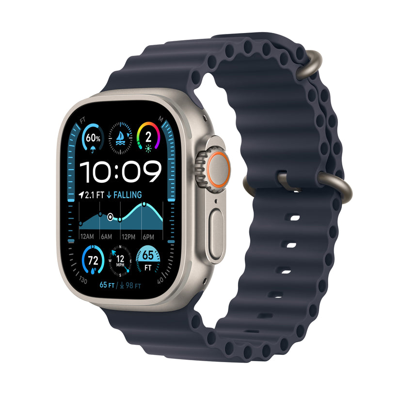 Apple Watch Ultra 2 GPS + Cellular 49 mm-es természetes titán tok tengerészkék Óceáni szíjjal - iSTYLE HU