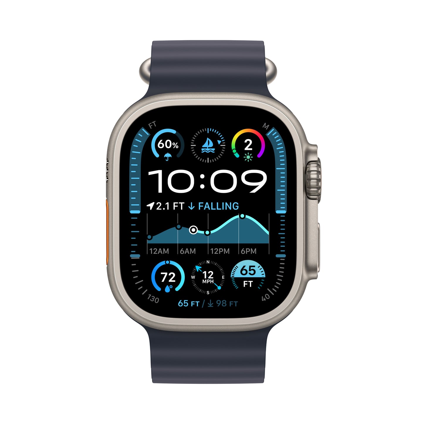 Apple Watch Ultra 2 GPS + Cellular 49 mm-es természetes titán tok tengerészkék Óceáni szíjjal - iSTYLE HU