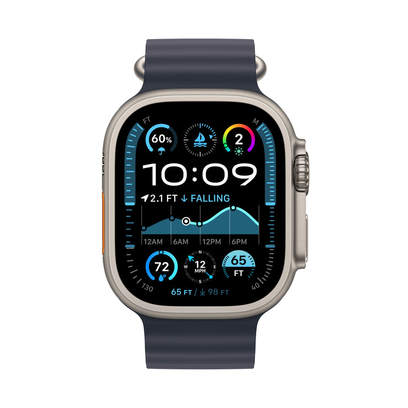Apple Watch Ultra 2 GPS + Cellular 49 mm-es természetes titán tok tengerészkék Óceáni szíjjal - iSTYLE HU