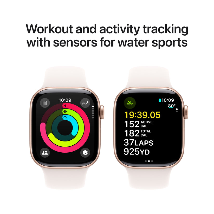 Apple Watch Series 10 GPS 42 mm-es rózsa arany tok világos pirosító sportszíjjal - M/L - iSTYLE HU