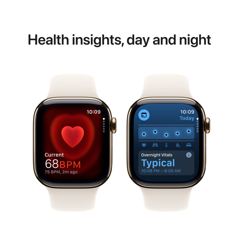 Apple Watch Series 10 GPS + cellás 42 mm-es arany titán tok Starlight sportpánttal - M/L - iSTYLE HU
