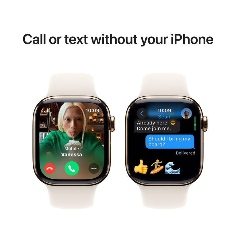 Apple Watch Series 10 GPS + cellás 42 mm-es arany titán tok Starlight sportpánttal - M/L - iSTYLE HU