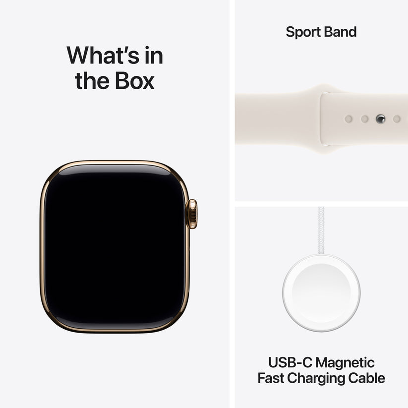 Apple Watch Series 10 GPS + cellás 42 mm-es arany titán tok Starlight sportpánttal - M/L - iSTYLE HU