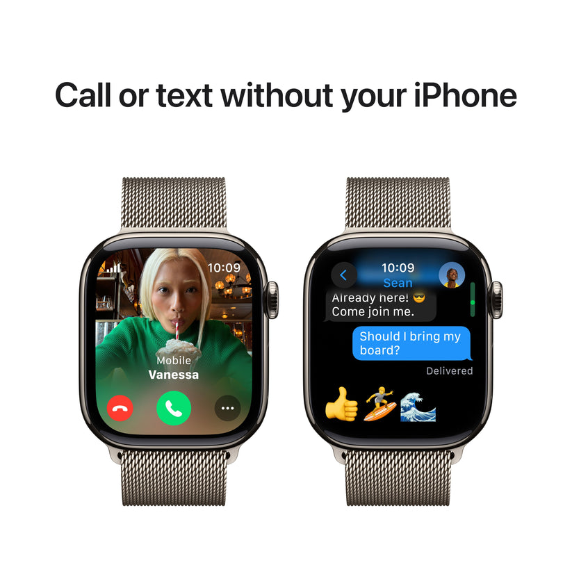 Apple Watch Series 10 GPS + cellás 42 mm-es természetes titán tok természetes milánói hurokkal - iSTYLE HU