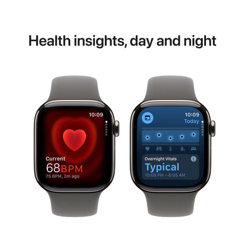 Apple Watch Series 10 GPS + cellás 42 mm-es természetes titán tok kőszürke sportszíjjal - S/M - iSTYLE HU