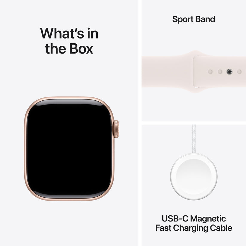 Apple Watch Series 10 GPS + cellás 42 mm-es rózsa arany alumínium tok világos pirosító sportszíjjal - M/L - iSTYLE HU