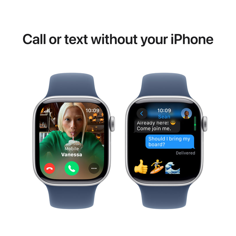 Apple Watch Series 10 GPS + cellás 42 mm-es ezüst alumínium tok farmer sportszíjjal - S/M - iSTYLE HU