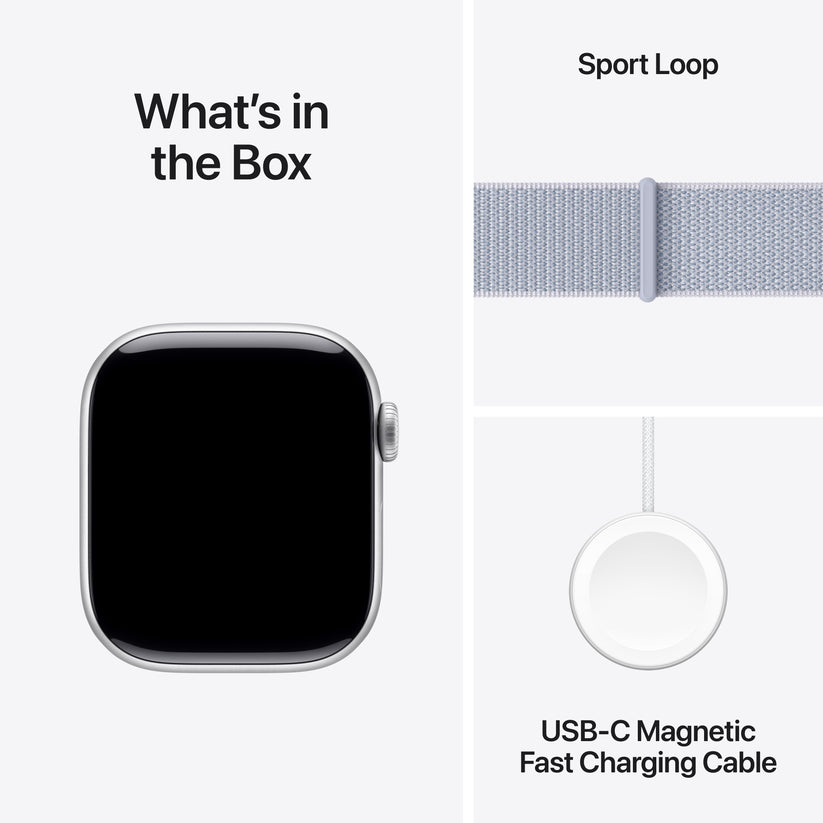 Apple Watch Series 10 GPS + cellás 42 mm-es ezüst alumínium tok kék felhős sporthurokkal - iSTYLE HU