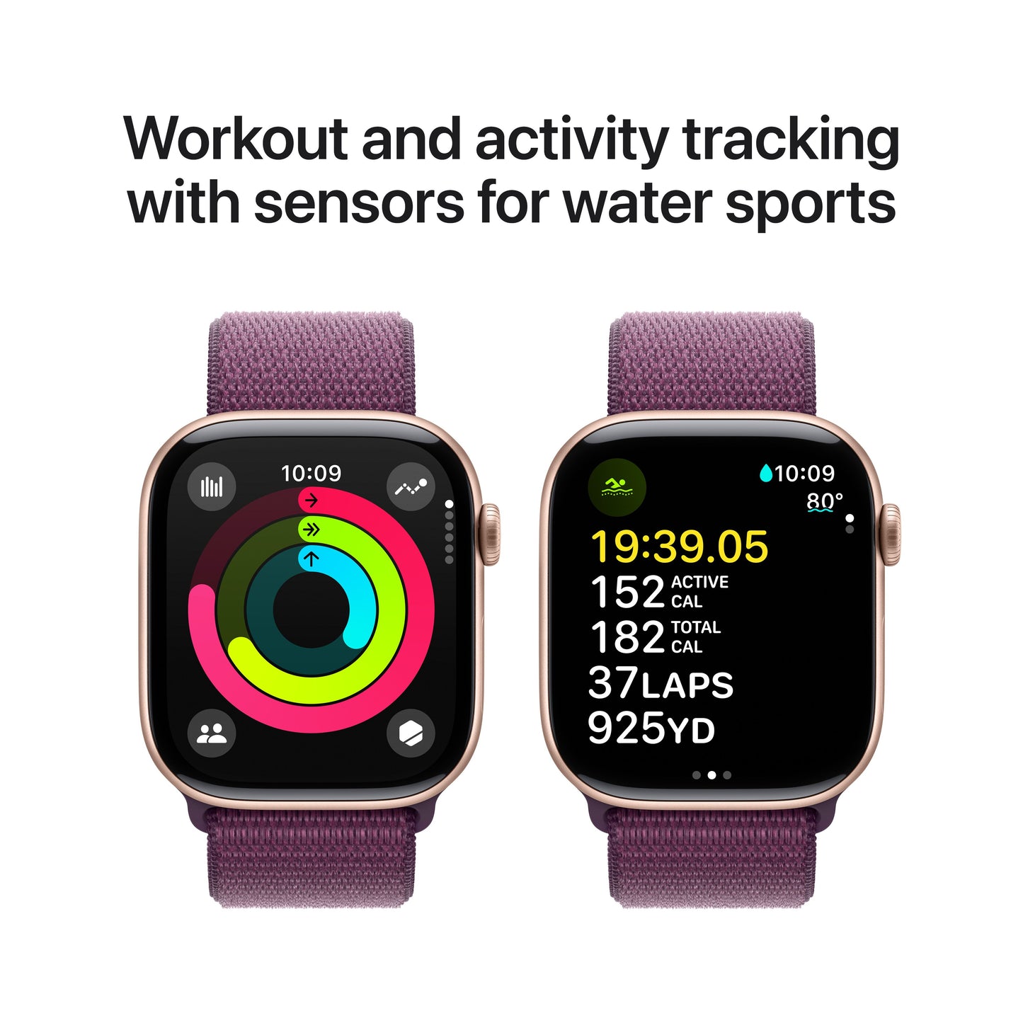 Apple Watch Series 10 GPS 46 mm-es Rose Gold alumínium tok Plum Sport hurokkal - iSTYLE HU