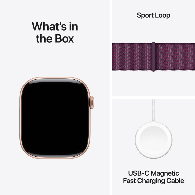 Apple Watch Series 10 GPS 46 mm-es Rose Gold alumínium tok Plum Sport hurokkal - iSTYLE HU