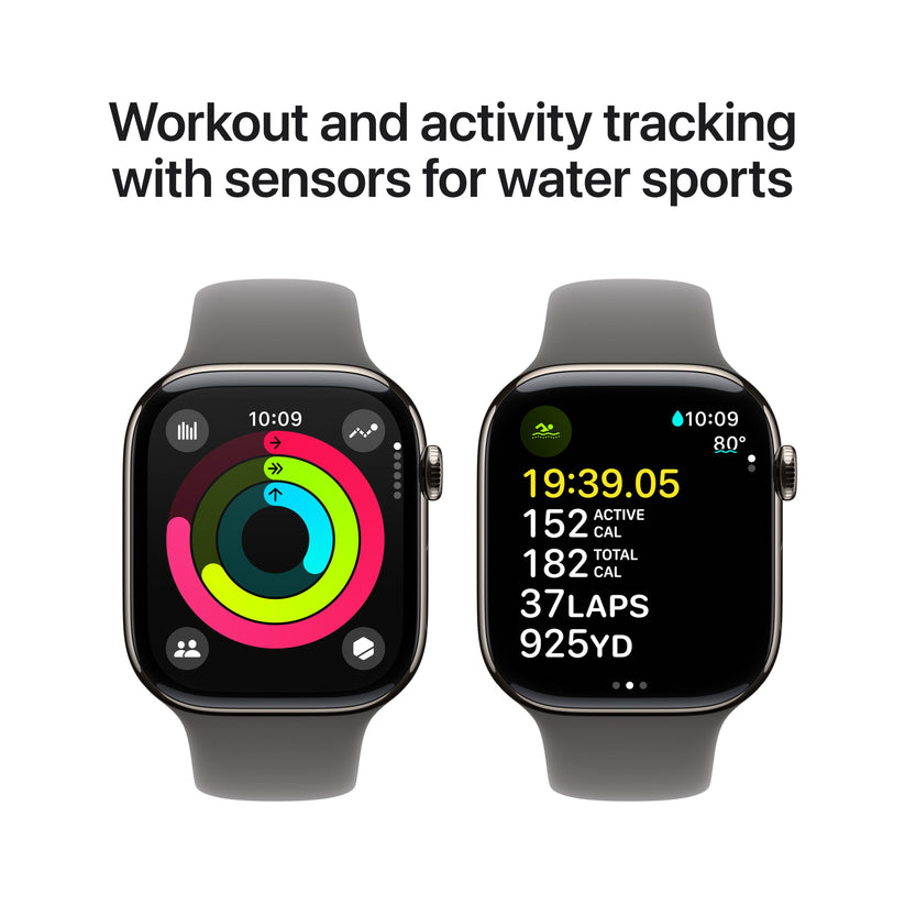 Apple Watch Series 10 GPS + cellás 46 mm-es természetes titán tok kőszürke sportszíjjal - S/M - iSTYLE HU