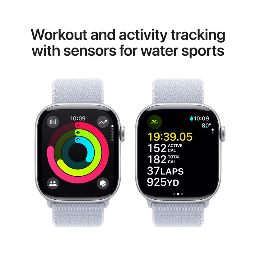 Apple Watch Series 10 GPS + cellás 46 mm-es ezüst alumínium tok kék felhős sporthurokkal - iSTYLE HU