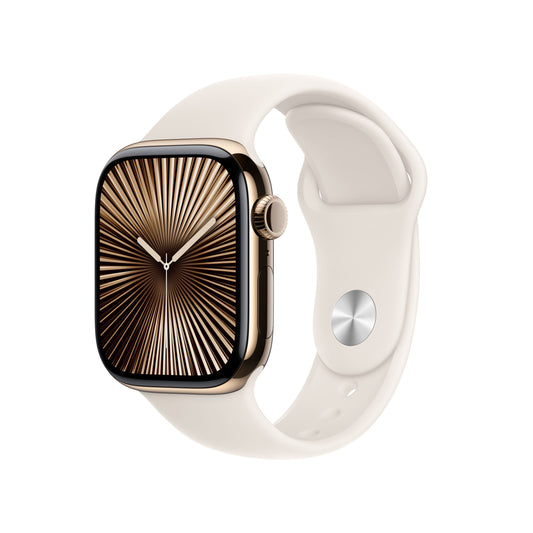 Apple Watch Series 10 GPS + cellás 42 mm-es arany titán tok Starlight sportpánttal - S/M - iSTYLE HU