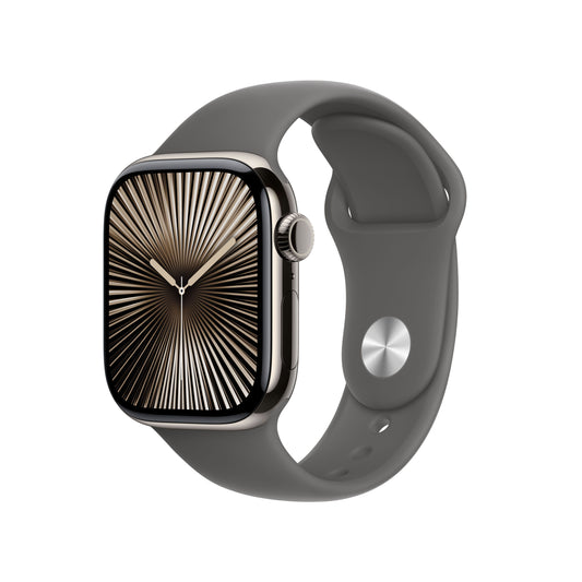 Apple Watch Series 10 GPS + cellás 42 mm-es természetes titán tok kőszürke sportszíjjal - S/M - iSTYLE HU