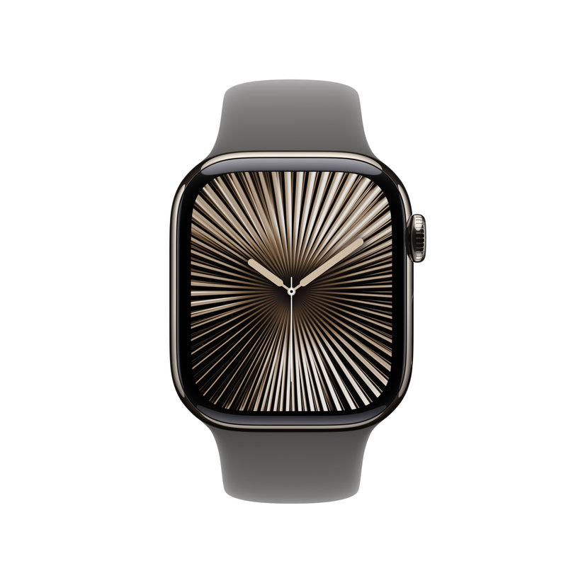 Apple Watch Series 10 GPS + cellás 42 mm-es természetes titán tok kőszürke sportszíjjal - S/M - iSTYLE HU