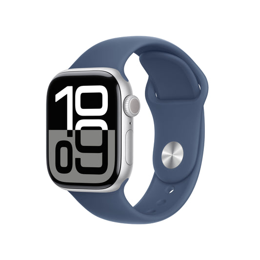 Apple Watch Series 10 GPS + cellás 42 mm-es ezüst alumínium tok farmer sportszíjjal - S/M - iSTYLE HU