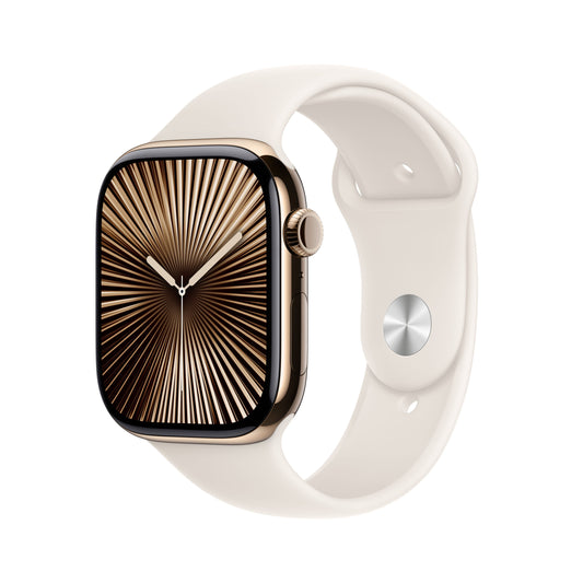 Apple Watch Series 10 GPS + cellás 46 mm-es arany titán tok Starlight sportpánttal - S/M - iSTYLE HU