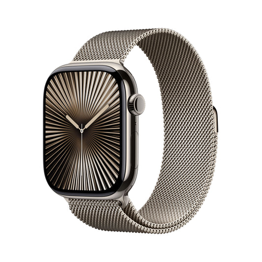 Apple Watch Series 10 GPS + cellás 46 mm-es természetes titán tok természetes milánói hurokkal - M/L - iSTYLE HU
