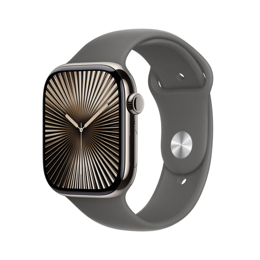 Apple Watch Series 10 GPS + cellás 46 mm-es természetes titán tok kőszürke sportszíjjal - M/L - iSTYLE HU
