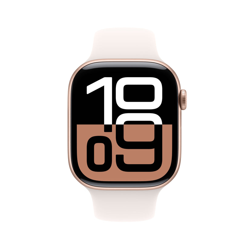 Apple Watch Series 10 GPS + cellás 46 mm-es rózsa arany alumínium tok világos pirosító sportszíjjal - S/M - iSTYLE HU