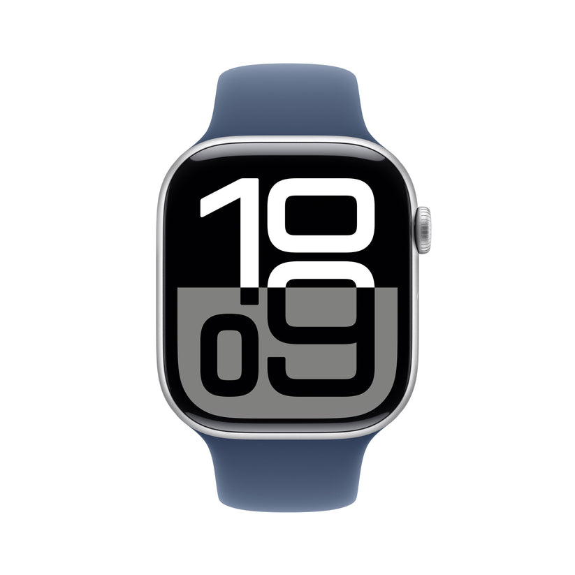 Apple Watch Series 10 GPS + cellás 46 mm-es ezüst alumínium tok farmer sportszíjjal - M/L - iSTYLE HU
