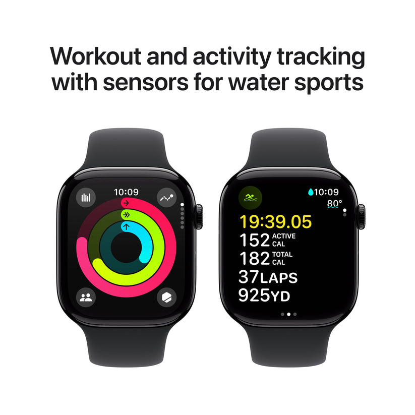 Apple Watch Series 10 GPS 46 mm-es Jet Black alumínium tok fekete sportszíjjal - M/L - iSTYLE HU