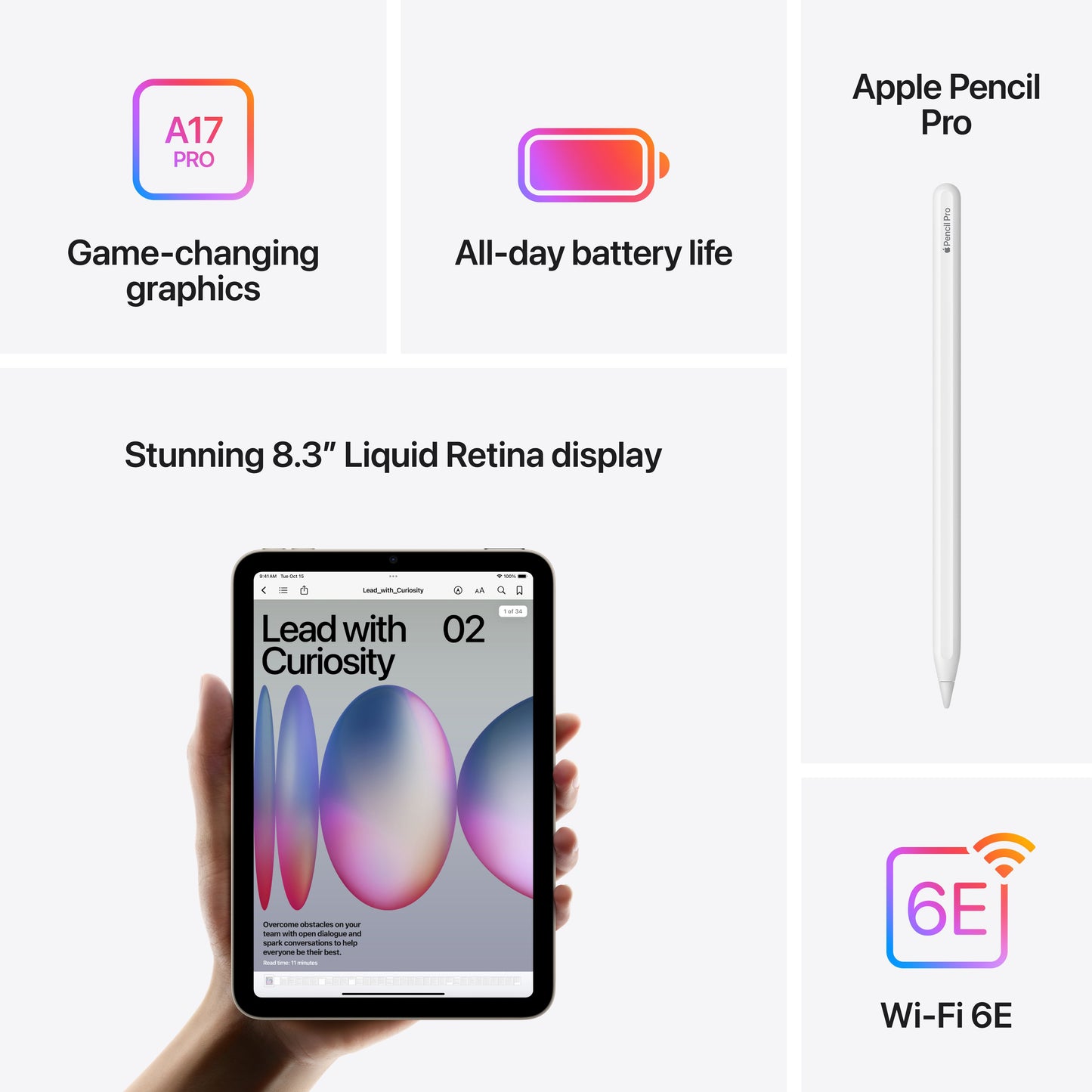 iPad mini (A17 Pro): Wi-Fi, 128 GB - csillagfény - iSTYLE HU