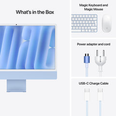 24 hüvelykes iMac Retina 4,5K kijelzővel: Apple M4 chip 8 magos CPU-val és 8 magos GPU-val, 1TB SSD, 16GB RAM, Magic Trackpad, Magic Keyboard Touch ID-val és számbillentyűzettel – nemzetközi angol - kék CTO