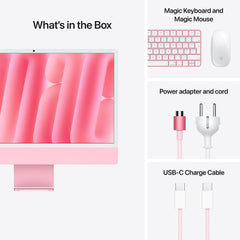 24 hüvelykes iMac Retina 4,5K kijelzővel: Apple M4 chip 8 magos CPU-val és 8 magos GPU-val, 1TB SSD, 16GB RAM, Magic Mouse, Magic Keyboard Touch ID-val és számbillentyűzettel – nemzetközi angol - rózsaszín CTO