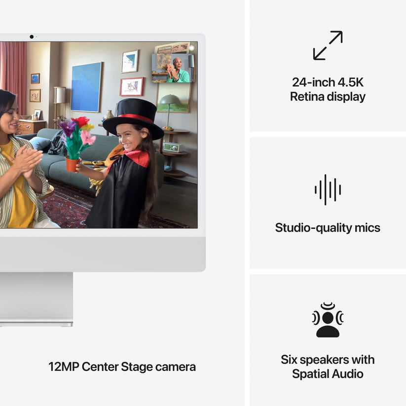 24 hüvelykes iMac Retina 4,5K kijelzővel: Apple M4 chip 8 magos CPU-val és 8 magos GPU-val, 1TB SSD, 24GB RAM, Magic Mouse, Magic Keyboard Touch ID-val és számbillentyűzettel – magyar - ezüst CTO - iSTYLE.hu