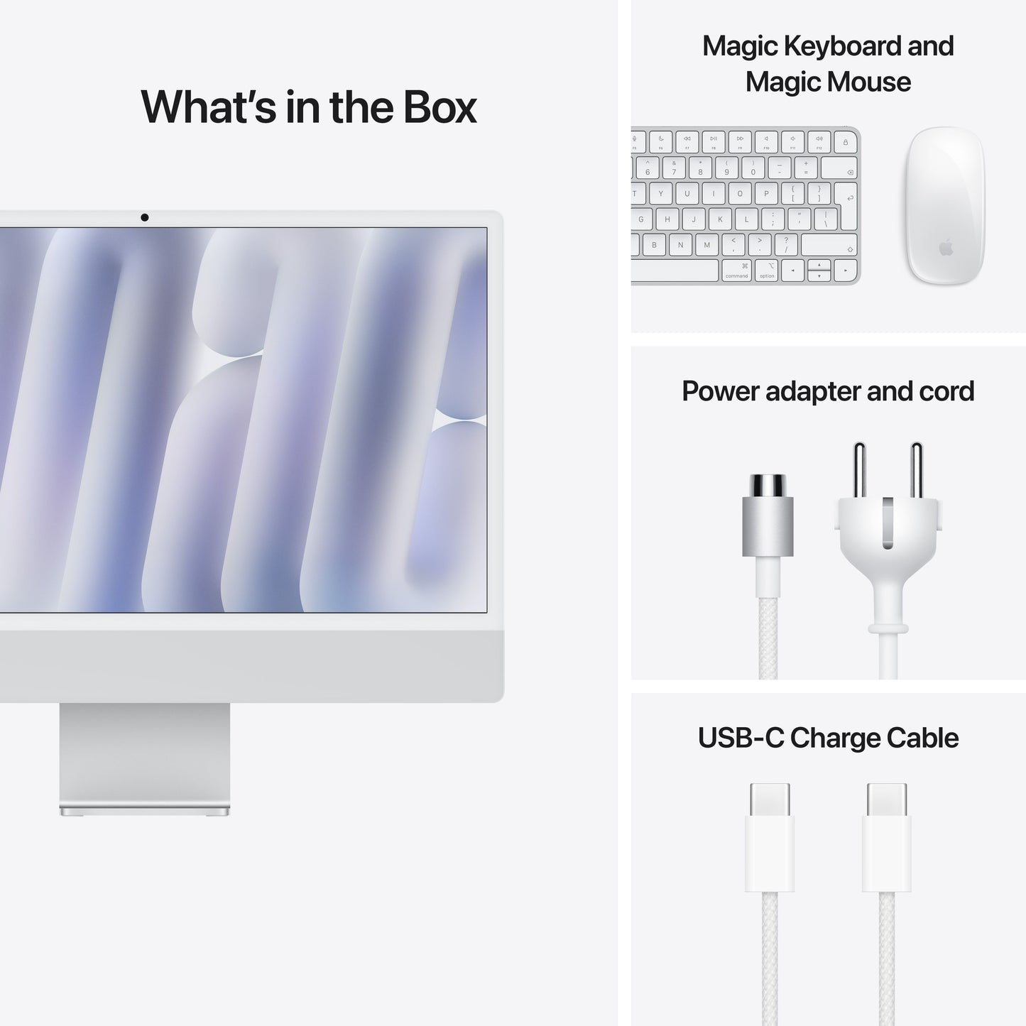 24 hüvelykes iMac Retina 4,5K kijelzővel: Apple M4 chip 8 magos CPU-val és 8 magos GPU-val, 256 GB SSD - ezüst - iSTYLE HU