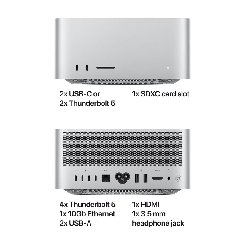 Mac Studio: Apple M4 Max chip 16 magos CPU-val és 40 magos GPU-val, 4TB SSD, 64GB RAM - ezüst CTO