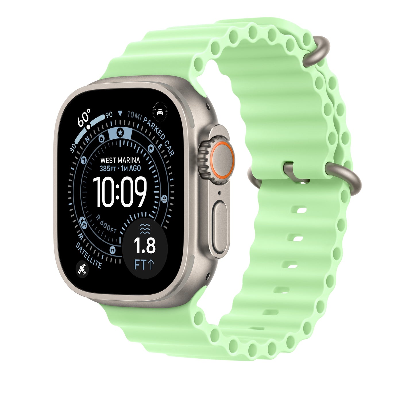 49mm élénk neonzöld Oceán szíj bővítő - natúr Titán bevonat - iSTYLE HU