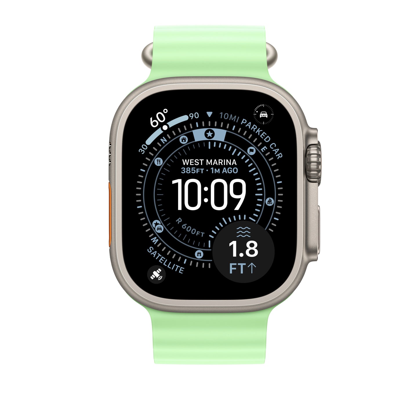 49mm élénk neonzöld Oceán szíj bővítő - natúr Titán bevonat - iSTYLE HU