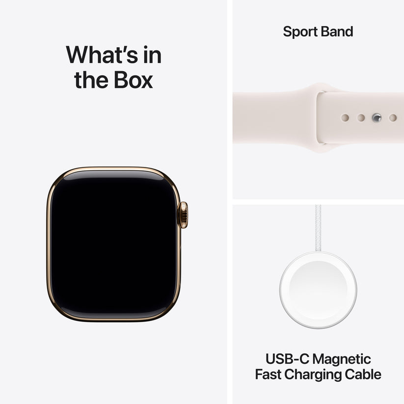 Apple Watch Series 11 GPS + Cellular 42mm arany titántok, lágy rózsaszín sportszíj - M/L - iSTYLE HU