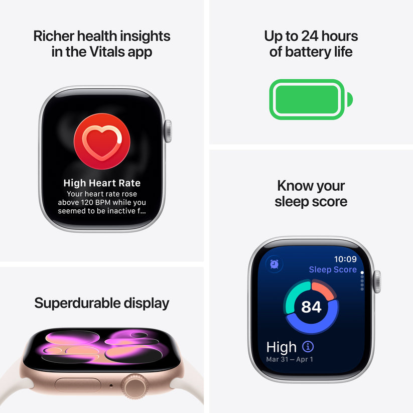 Apple Watch Series 11 GPS + Cellular 42mm ezüst alumíniumtok, lila köd sportszíj - M/L - iSTYLE HU