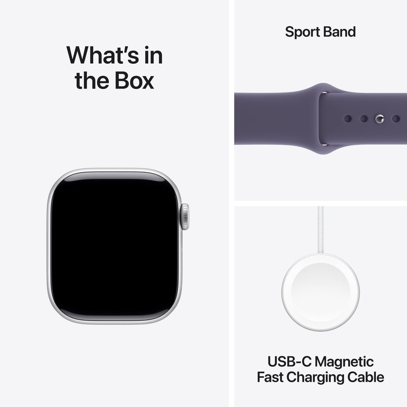 Apple Watch Series 11 GPS + Cellular 42mm ezüst alumíniumtok, lila köd sportszíj - M/L - iSTYLE HU