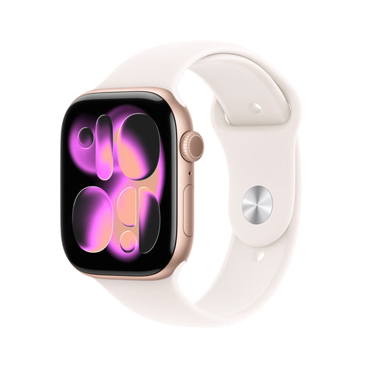 Apple Watch Series 11 GPS 46mm rozéarany alumíniumtok, lágy rózsaszín sportszíj - S/M - iSTYLE HU