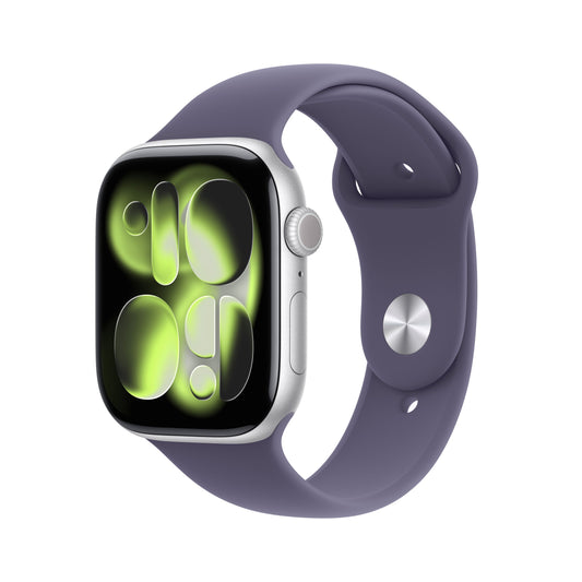 Apple Watch Series 11 GPS 46mm ezüst alumíniumtok, lila köd sportszíj - S/M - iSTYLE HU
