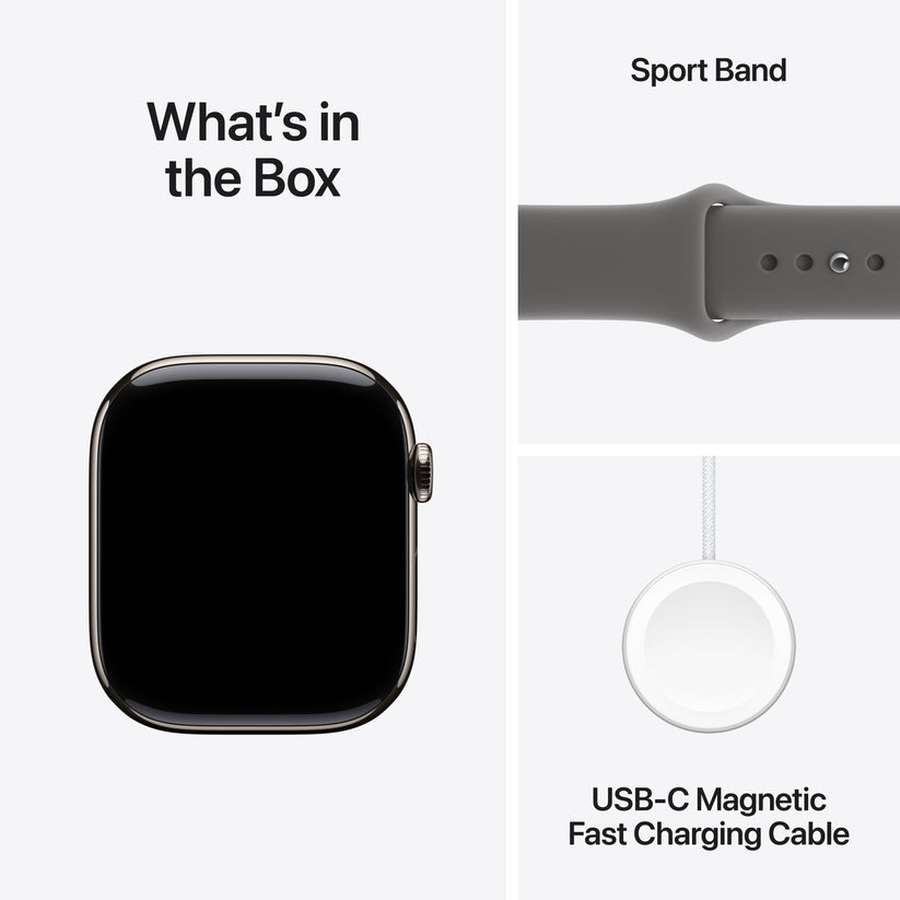 Apple Watch Series 11 GPS + Cellular 46mm natúr titántok, kőszürke sportszíj - S/M - iSTYLE HU
