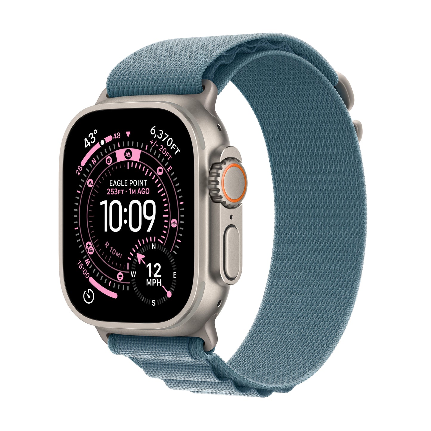 Apple Watch Ultra 3 GPS + Cellular 49mm natúr titántok, világoskék Alpesi pánt - M - iSTYLE HU