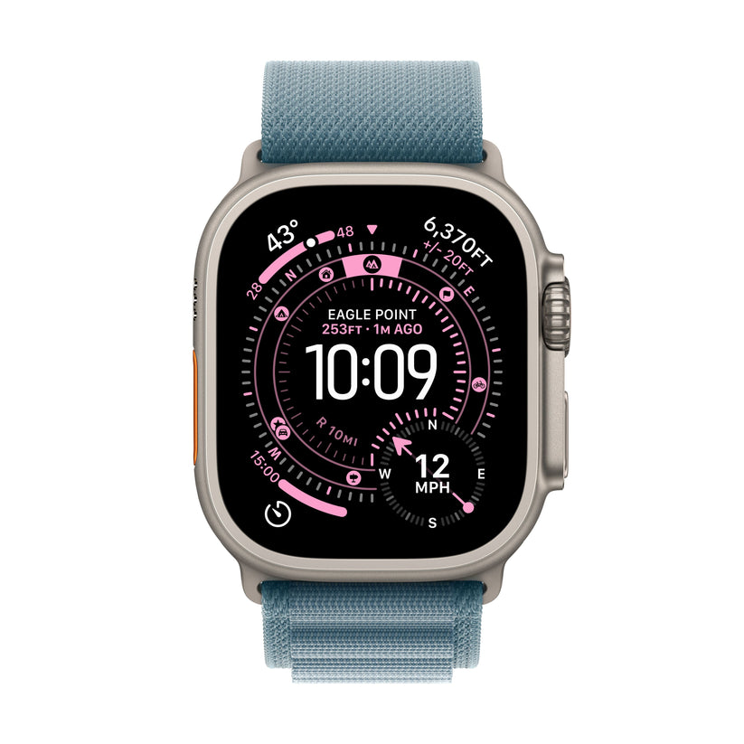 Apple Watch Ultra 3 GPS + Cellular 49mm natúr titántok, világoskék Alpesi pánt - M - iSTYLE HU