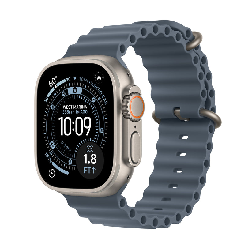 Apple Watch Ultra 3 GPS + Cellular 49mm natúr titántok, acélkék Oceán szíj - iSTYLE HU